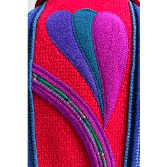 VTG Coloratura Red Wool Patchwork Maxi Coat Artsy Boho Avant Garde 80s 90s M - Picture 7 of 10